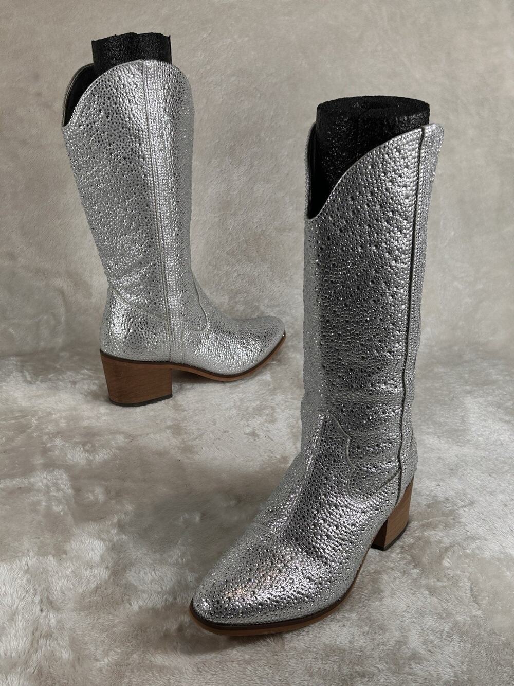 IUV Cowboy Boots Women’s Sz 6 Pointy Toe Western Cowgirl Mid Gems Taylor Swift